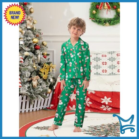 Satin Pajama Set Long Sleeve Button Down Sleepwear Family Matching - Picture 8 of 8